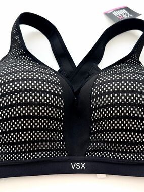 Victoria's Secret Black & White Dotted Mesh High-Impact Sports Bra - VSX Sport